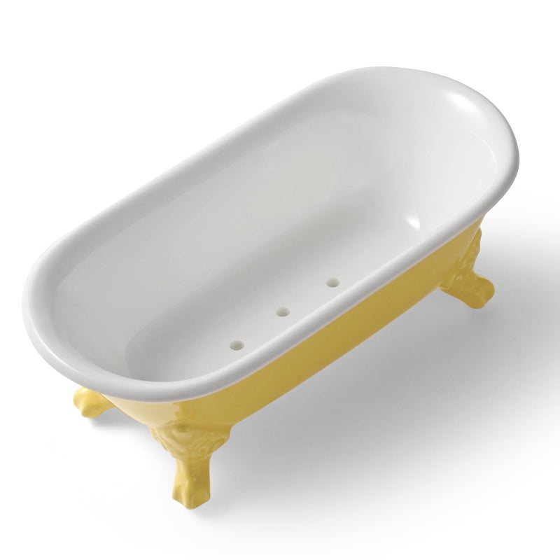 NEWHENGS 6.5" Ceramic Mini Decorative Clawfoot Bathtub Bar Soap Dish, Kitchen Sponge Holder and Shower Tray for Bathroom, 1 Pack(Yellow) - Image 5