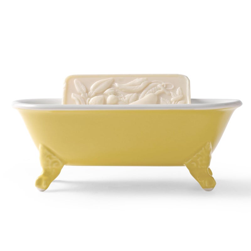 NEWHENGS 6.5" Ceramic Mini Decorative Clawfoot Bathtub Bar Soap Dish, Kitchen Sponge Holder and Shower Tray for Bathroom, 1 Pack(Yellow) - Image 2