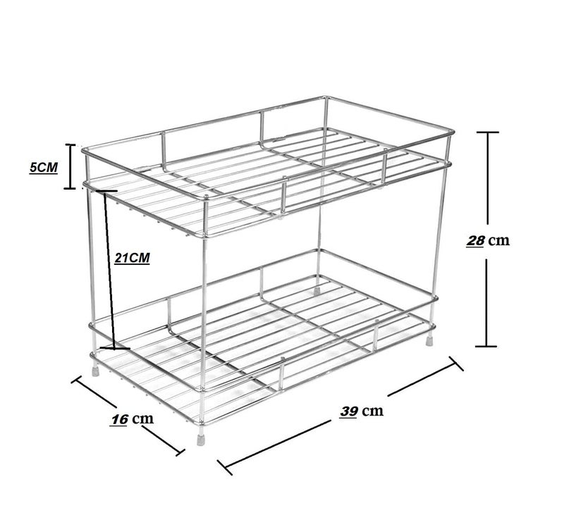 12FOR COLLECTION Big Size Stainless Steel 2 Layer Kitchen Spice Floor Standing Or Tabletop Rack|Modular Storage Rack|Multipurpose Storage Shelf/Rack,Silver,Floating Shelves - Image 3
