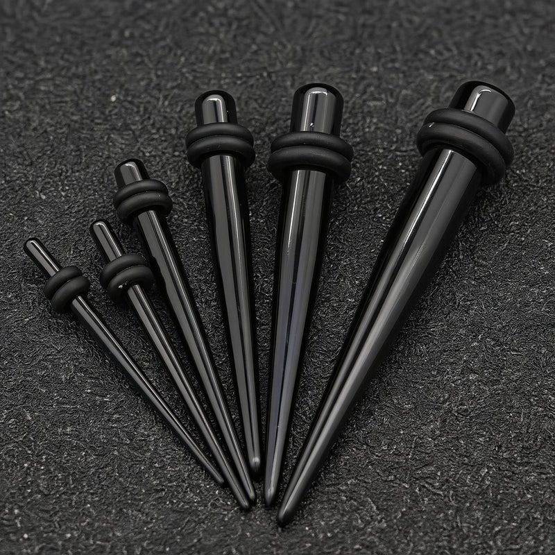 Black Acrylic Ear Stretcher Taper Set 1.6mm-25mm Body Piercing Kit - Image 4