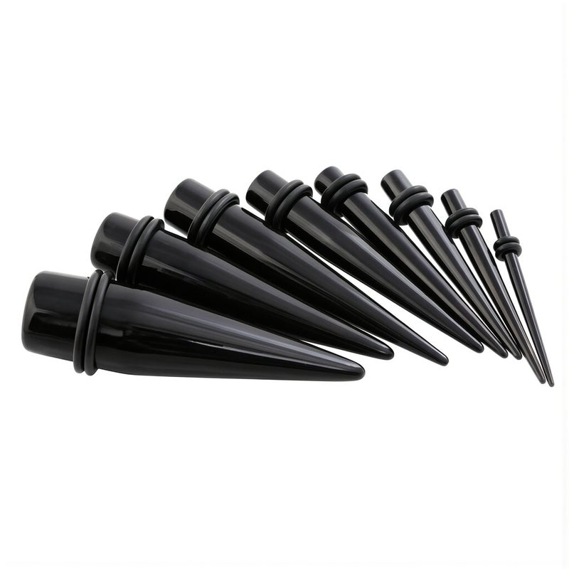 Black Acrylic Ear Stretcher Taper Set 1.6mm-25mm Body Piercing Kit - Image 3