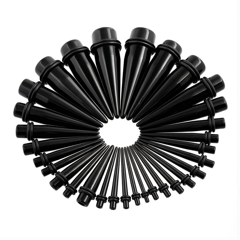 Black Acrylic Ear Stretcher Taper Set 1.6mm-25mm Body Piercing Kit - Image 2