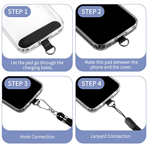 CACOE Cell Phone Lanyard 2 Pcs-1 Pcs Adjustable Neck Strap,1 Pcs Wrist Strap, 2 Pcs Pads, Universal Crossbody, Multifuctional Compatible with Most Smartphones(Black) - Image 5