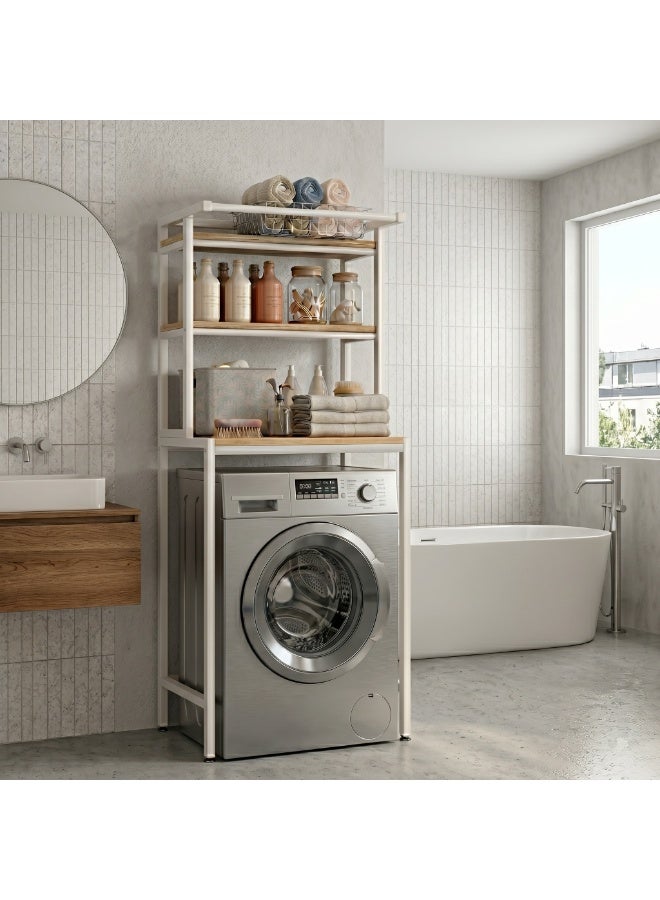 3-Tier Laundry & Bathroom Storage Organizer, Modern Freestanding Over Washing Machine Shelving Unit, Vertical Shelf Stand for Compact Spaces (T1) - Image 3