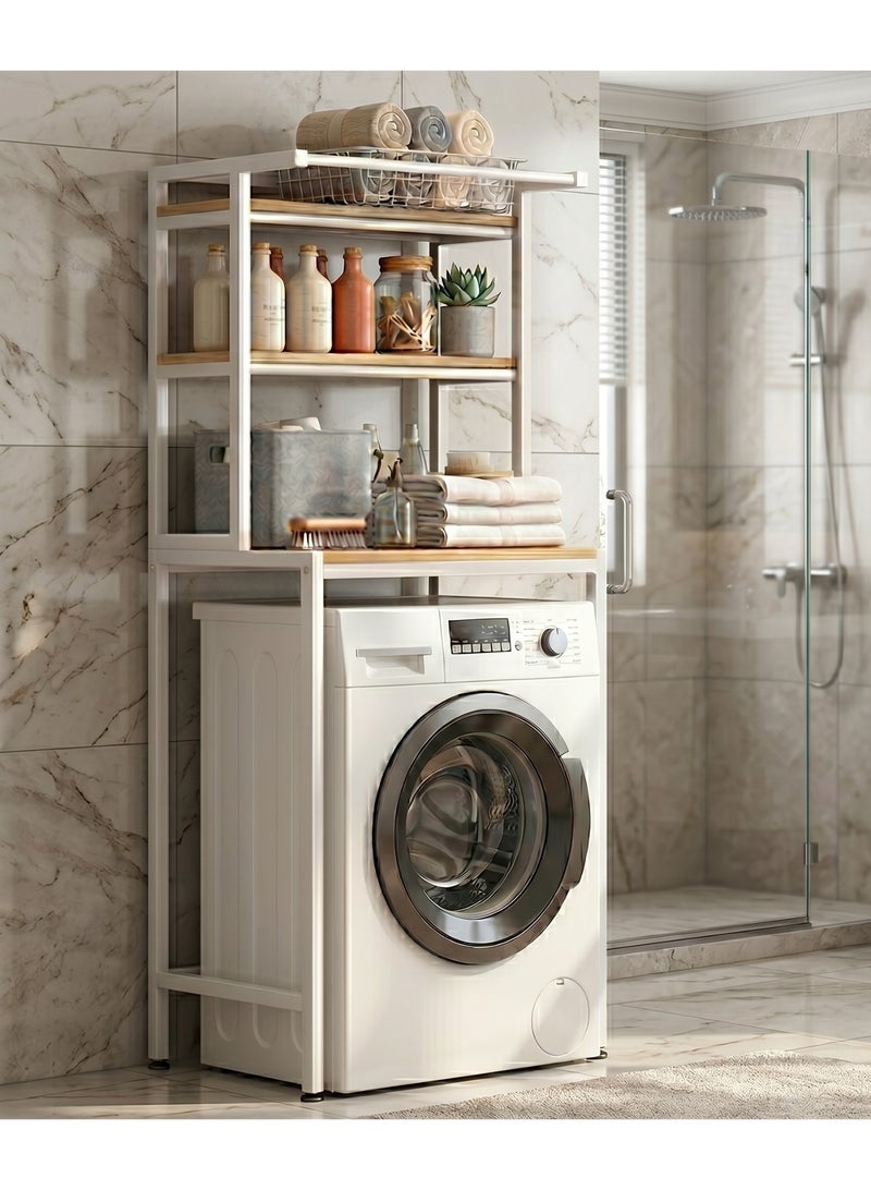 3-Tier Laundry & Bathroom Storage Organizer, Modern Freestanding Over Washing Machine Shelving Unit, Vertical Shelf Stand for Compact Spaces (T1) - Image 2