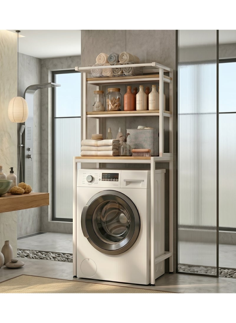 3-Tier Laundry & Bathroom Storage Organizer, Modern Freestanding Over Washing Machine Shelving Unit, Vertical Shelf Stand for Compact Spaces (T1) - Image 5