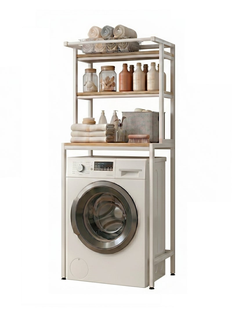 3-Tier Laundry & Bathroom Storage Organizer, Modern Freestanding Over Washing Machine Shelving Unit, Vertical Shelf Stand for Compact Spaces (T1) - Image 1