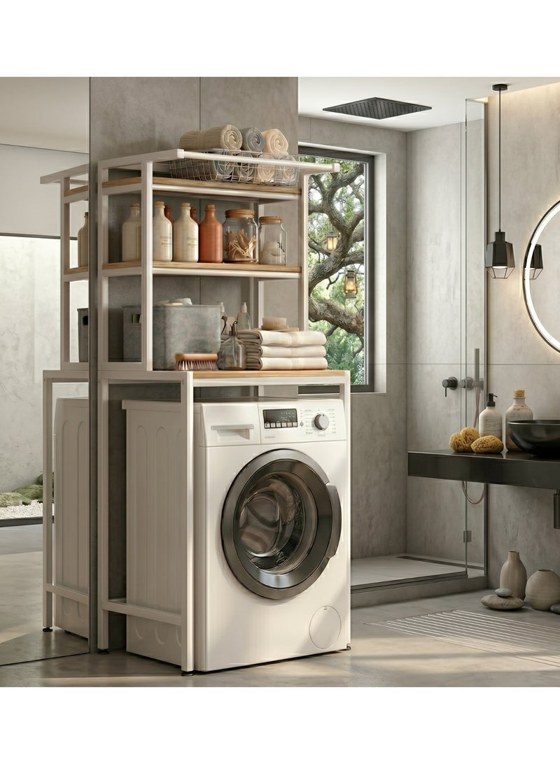3-Tier Laundry & Bathroom Storage Organizer, Modern Freestanding Over Washing Machine Shelving Unit, Vertical Shelf Stand for Compact Spaces (T1) - Image 4
