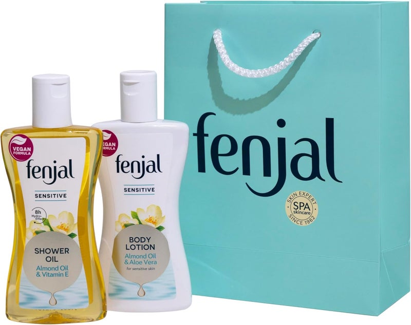 Fenjal Sensitive Cleanse Hydrate Gift Set Shower oil 225ml Body Lotion 200mlPerfect Blend of Fresh Lily and Apple Jasmine with Sparkling freshness of Lemon