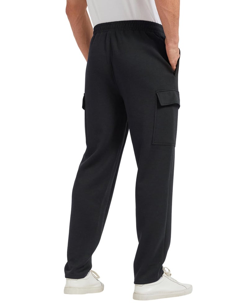 TTZ Menâ€™s Tall Cargo Sweatpants 34"/36" Inseam Extra Long Workout Lounge Pants with Pockets for Tall Men Black - Image 3