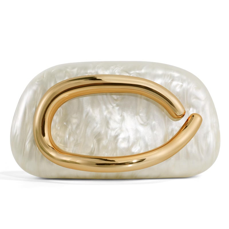 NEWROGENG Clutch Purses for Women Formal, Marble Acrylic Evening Bags with Chain, Trendy Metal Handle Purses and Handbags 2025, Marble White - Image 1