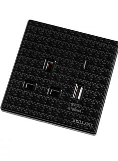 BRILLANT 3pcs Triple 13 Amp Power Supply with Two USB Ports Black Brilliant 