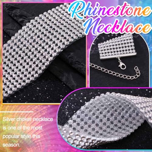 Nicute Rhinestone Necklace Jewelry Silver Crystal Wide Choker Necklace Sparkly Collar Necklaces Prom for Women - Image 5