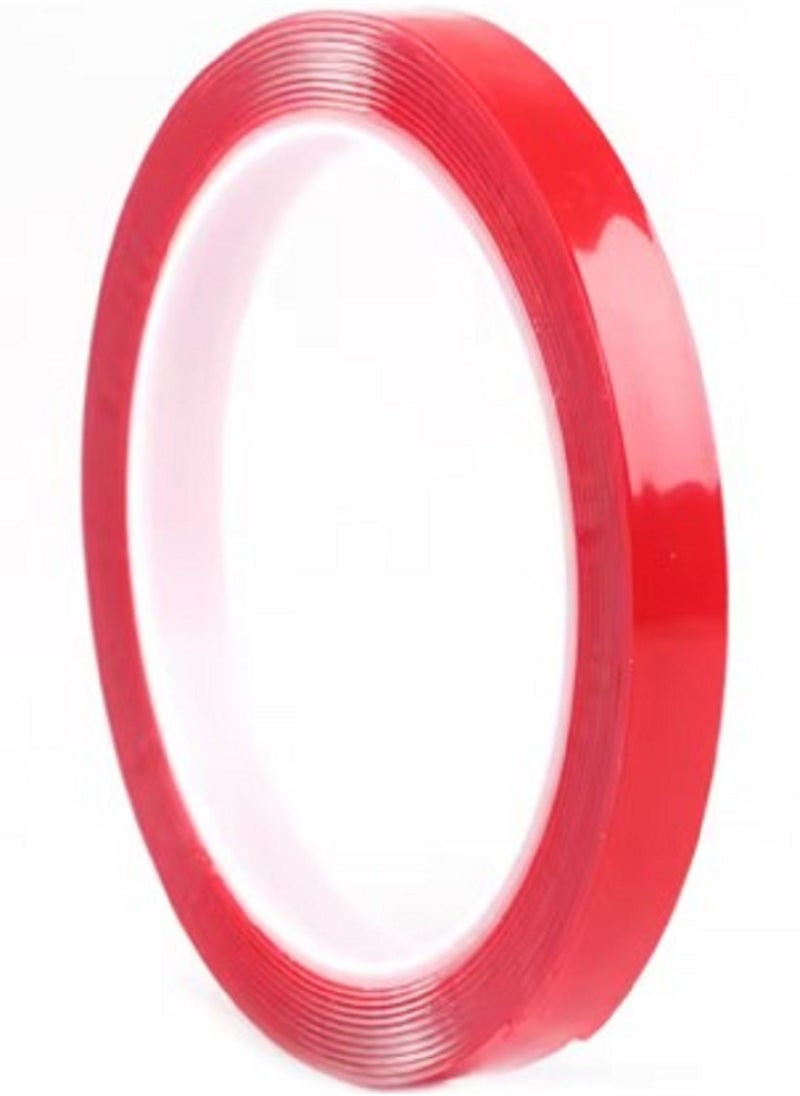 Generic Double Sided Adhesive Tape Acrylic Transparent No Traces Waterproof Red Tape Sticker 8mmx3m  - Image 1