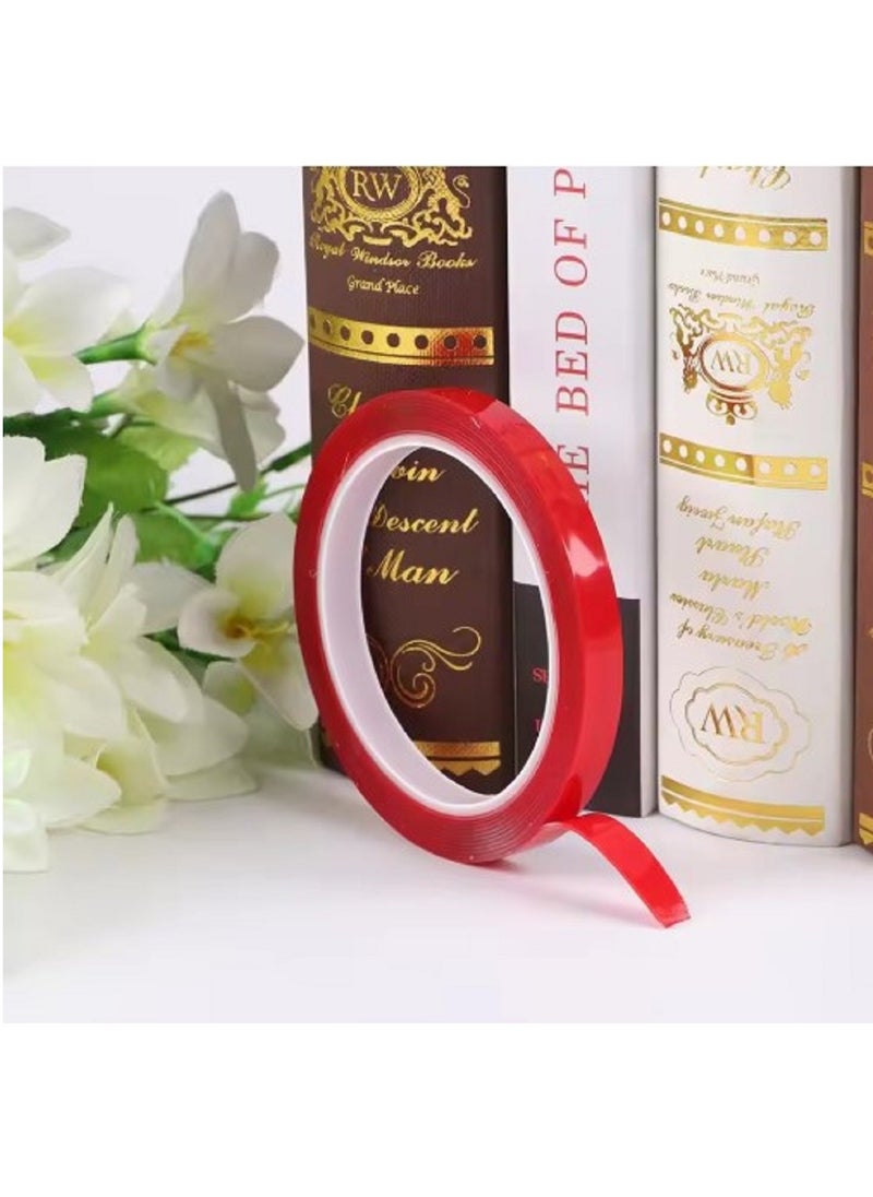 Generic Double Sided Adhesive Tape Acrylic Transparent No Traces Waterproof Red Tape Sticker 8mmx3m  - Image 2