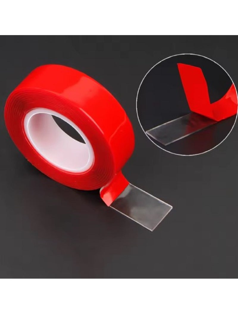 Generic Double Sided Adhesive Tape Acrylic Transparent No Traces Waterproof Red Tape Sticker 8mmx3m  - Image 3