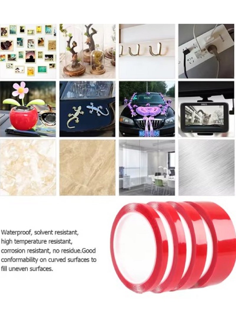 Generic Double Sided Adhesive Tape Acrylic Transparent No Traces Waterproof Red Tape Sticker 8mmx3m  - Image 4