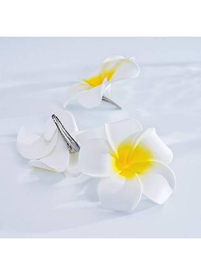 Zoestar Hawaii Plumeria Flower Hair Clips 3pcs Beach Flower Foam Hair Accessory for Women - Image 4