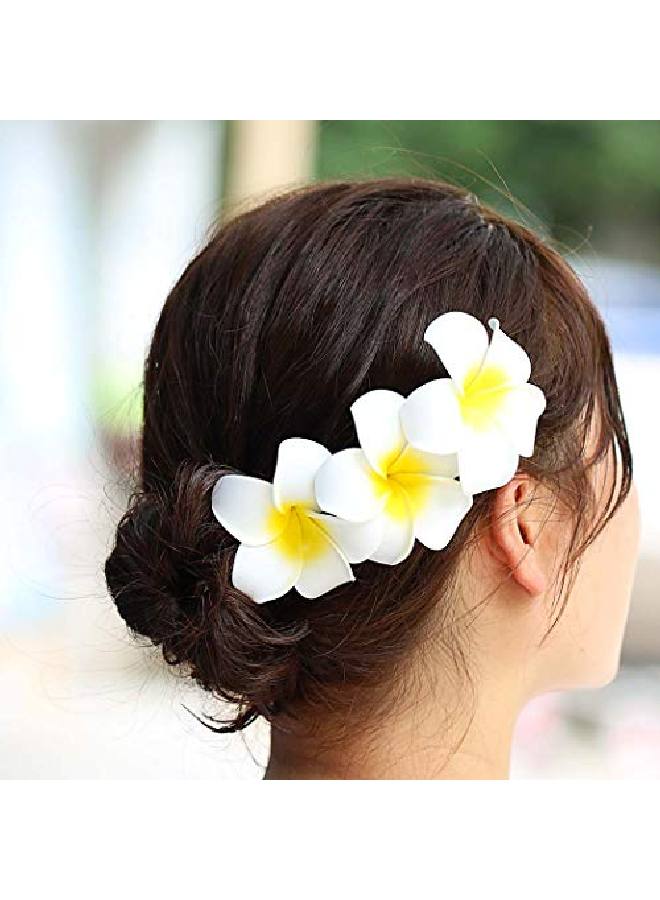 Zoestar Hawaii Plumeria Flower Hair Clips 3pcs Beach Flower Foam Hair Accessory for Women - Image 1
