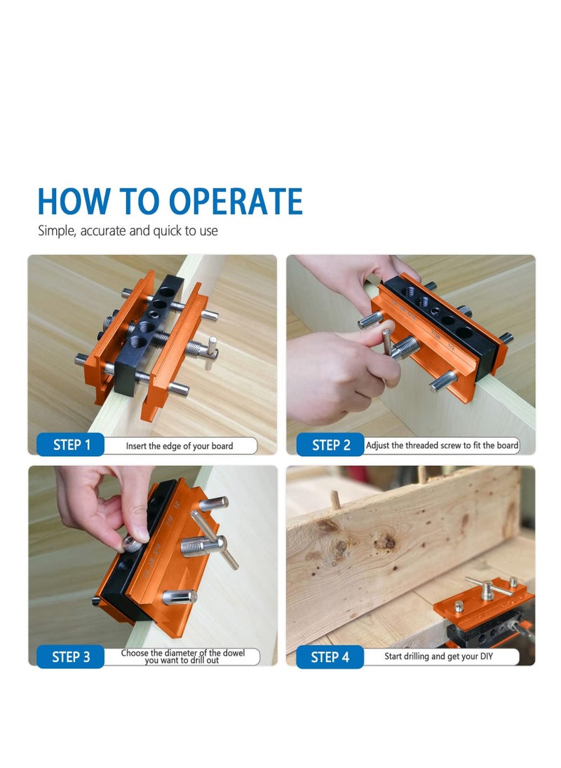 Y&D - Self Centering Doweling Jig Kit Adjustable Width Dowel for Straight Holes with 6 Drill Sleeves Guide Biscuit Joiner Set Woodworking Tools Joints Gold - Image 1