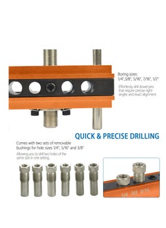 Y&D Self Centering Doweling Jig Kit Adjustable Width Dowel for Straight Holes with 6 Drill Sleeves Guide Biscuit Joiner Set Woodworking Tools Joints Gold  - Image 4