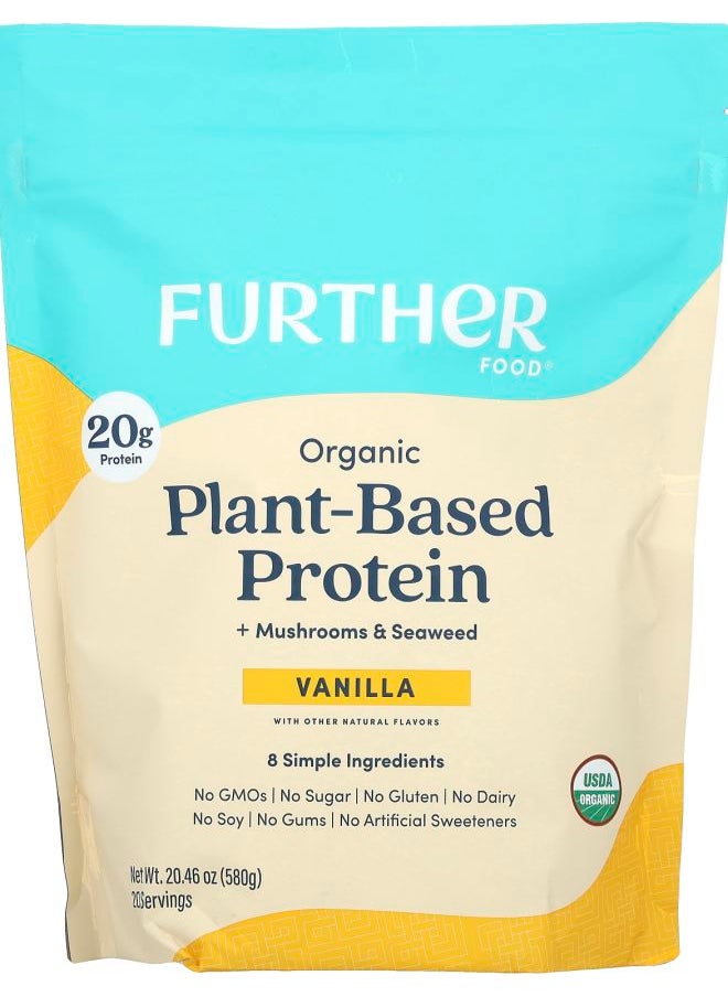Further Food Organic Plant-Based Protein + Mushrooms & Seaweed Vanilla 20.46 oz (580 g) 