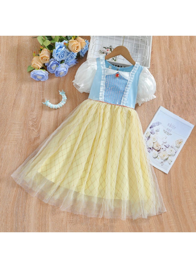 Snow White Girls' New Elsa Dress Children's Short-sleeve Gown Baby Princess Dress