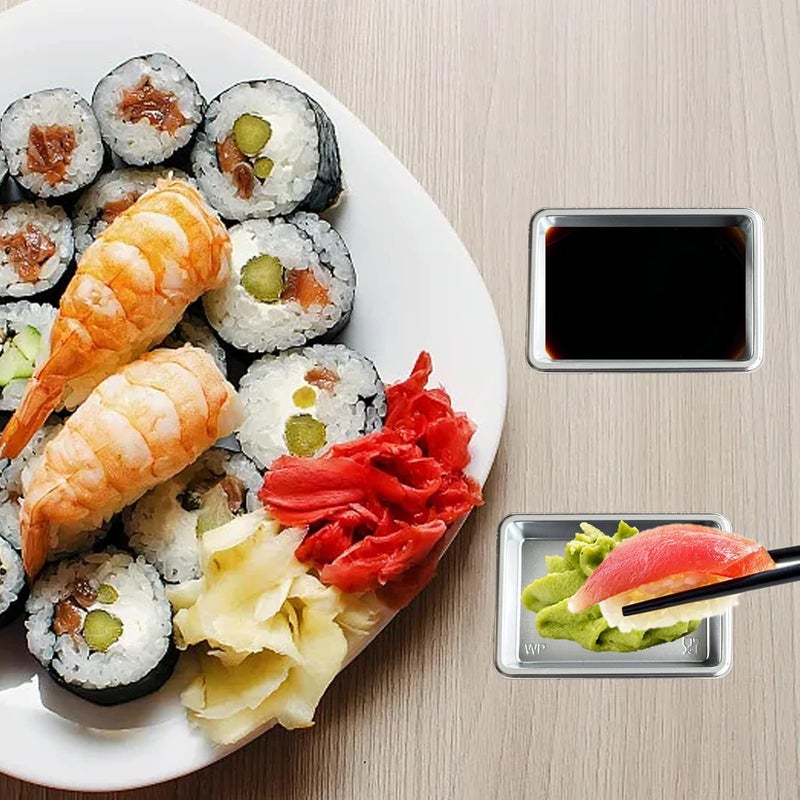 Xanadued 100 Pcs Plastic Disposable Sauce Dishes Dipping Soy Sauce Seasoning Plate Bowls Mini Condiment Appetizer Tray for Sushi Soy Mustard Vinegar Ketchup BBQSilver Rectangle - Image 4