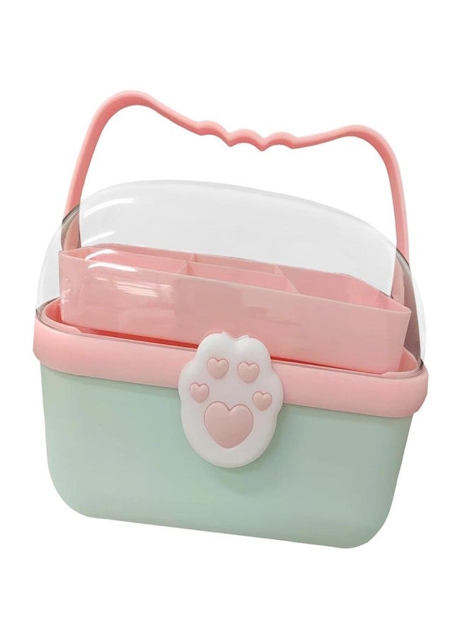 TRADY 2 Layer Hair Accessories Cosmetic Bag,Heart Cosmetic Containers Box, Trendy Makeup Box, Designs Functional Handle Portable Storage Solutions Compact Cosmetic Cases, Travel-Friendly (Pista) - Image 1