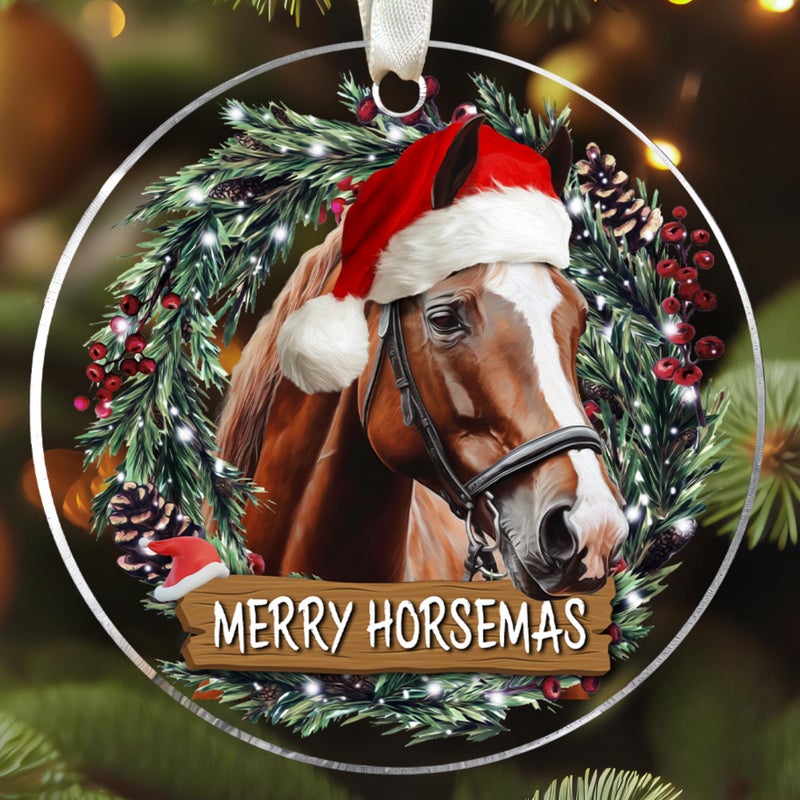 SUCHAGIFT Horse Ornaments for Christmas Tree - Horse Lover Gifts  Gifts for Horse Lovers Women - Xmas Horse Ornament  Horse Christmas Ornament - Horse Christmas Ornaments - Acrylic Christmas Ornaments 2024 - Image 1