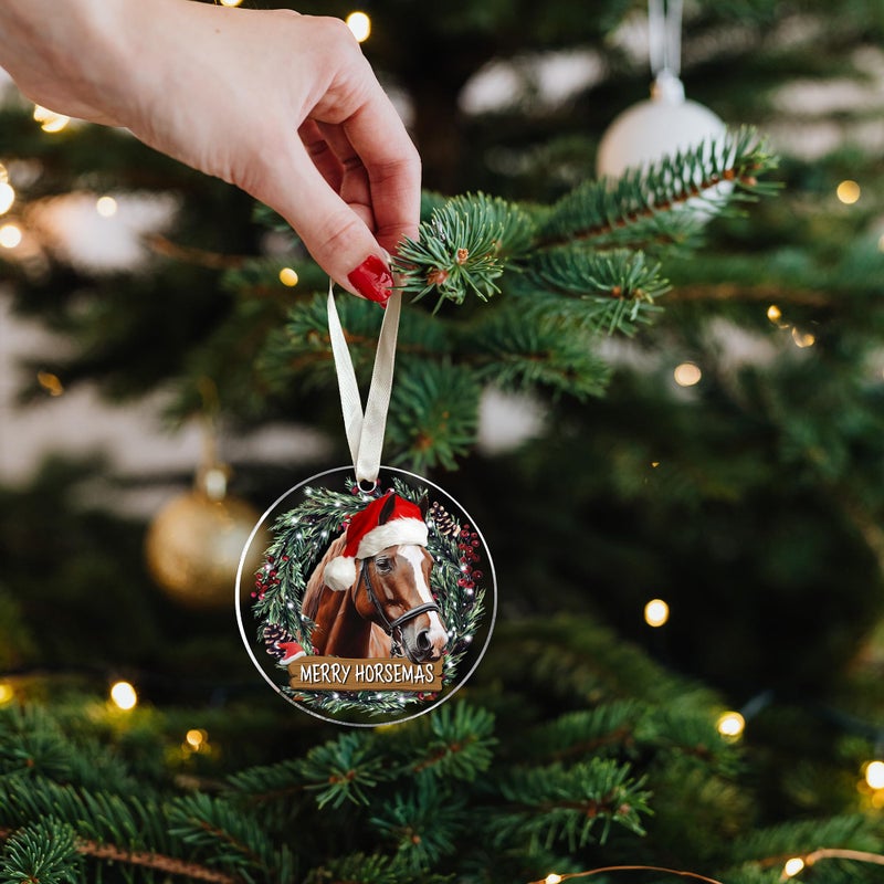 SUCHAGIFT Horse Ornaments for Christmas Tree - Horse Lover Gifts  Gifts for Horse Lovers Women - Xmas Horse Ornament  Horse Christmas Ornament - Horse Christmas Ornaments - Acrylic Christmas Ornaments 2024 - Image 4