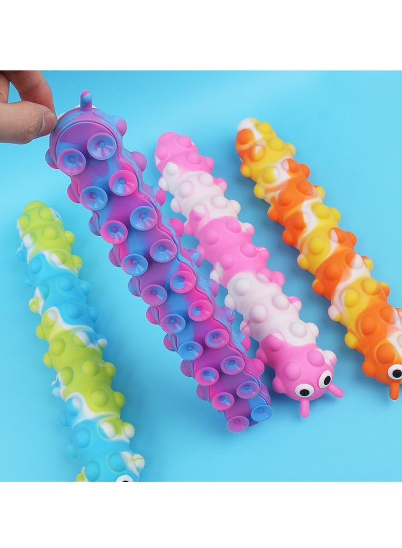 4pcs Caterpillar Rat Killer Pioneer Silicone Decompression Toy Cartoon 3D Decompression Suction Cup Children's Educational Toy - Image 4