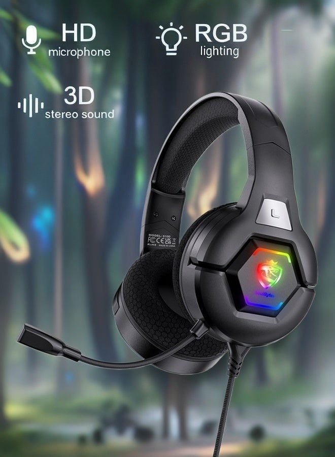 SoulBytes Gaming Headset Wired with Mic, LED Light, Stereo Surround Sound, Soft Memory Earmuffs, Noise Cancelling Over-Ear - Compatible for PS4, PS5, Xbox One, Xbox Series, Nintendo Switch, PC - Image 1