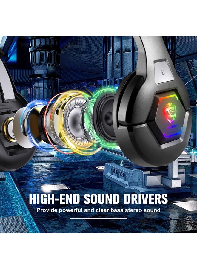 SoulBytes Gaming Headset Wired with Mic, LED Light, Stereo Surround Sound, Soft Memory Earmuffs, Noise Cancelling Over-Ear - Compatible for PS4, PS5, Xbox One, Xbox Series, Nintendo Switch, PC - Image 4