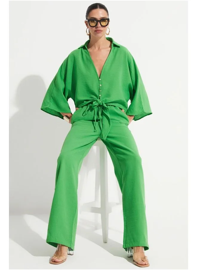 جون June Trouser & Blouse Set Green