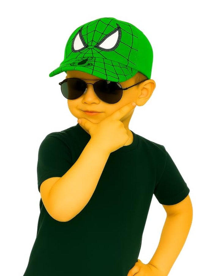 Malvina Superhero Spider Print Cap for Kids - Green Edition (3-6 Years) - Image 3