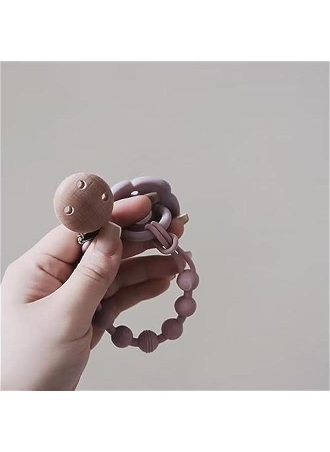2Pack Silicone Pacifier Clip, Soft Pacifier Holder Clips, Durable Flexible Pacifier Leash, High-Toughness Binky Clips wtih Texture for Unisex Babies (Pink)