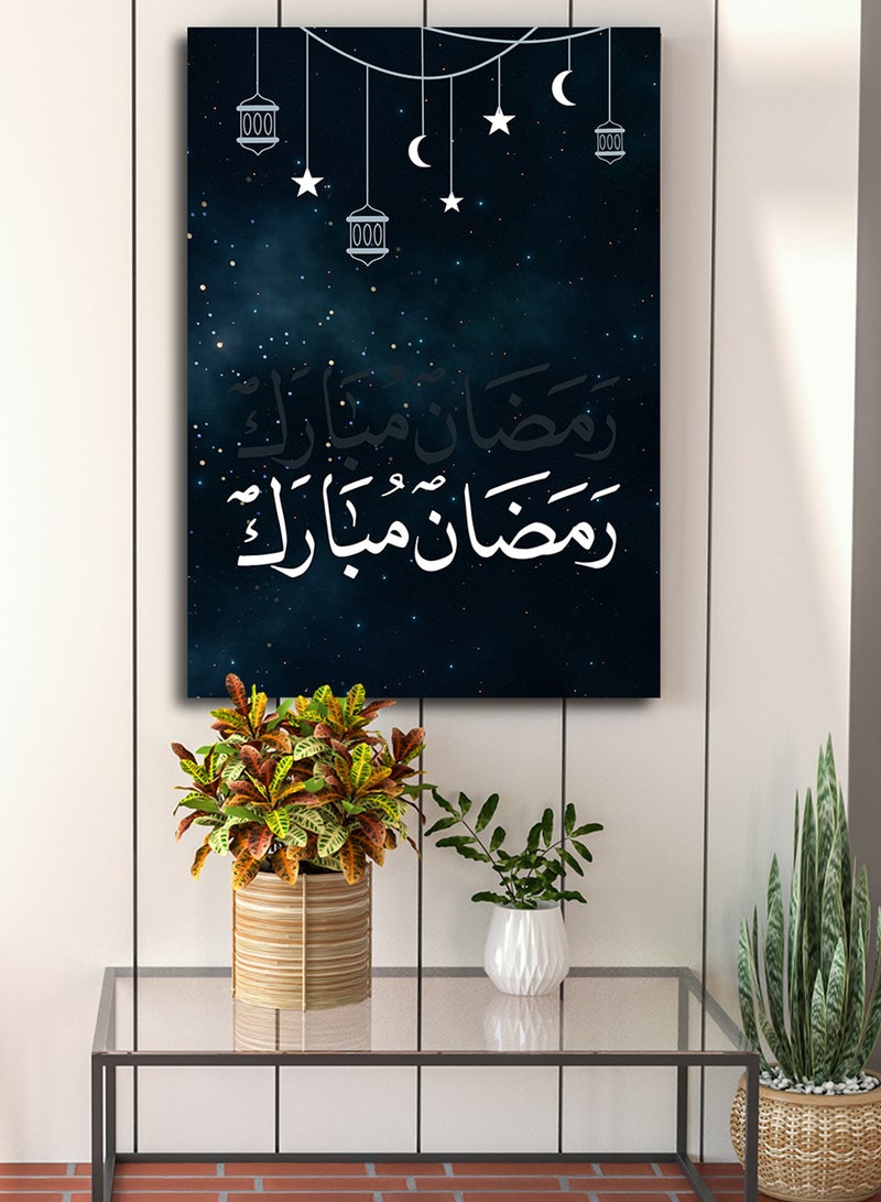 LOWHA Canvas Wall Art Stretched Over Wooden Frame for Ramadan with Ramdan Mubarak Painting - Image 5