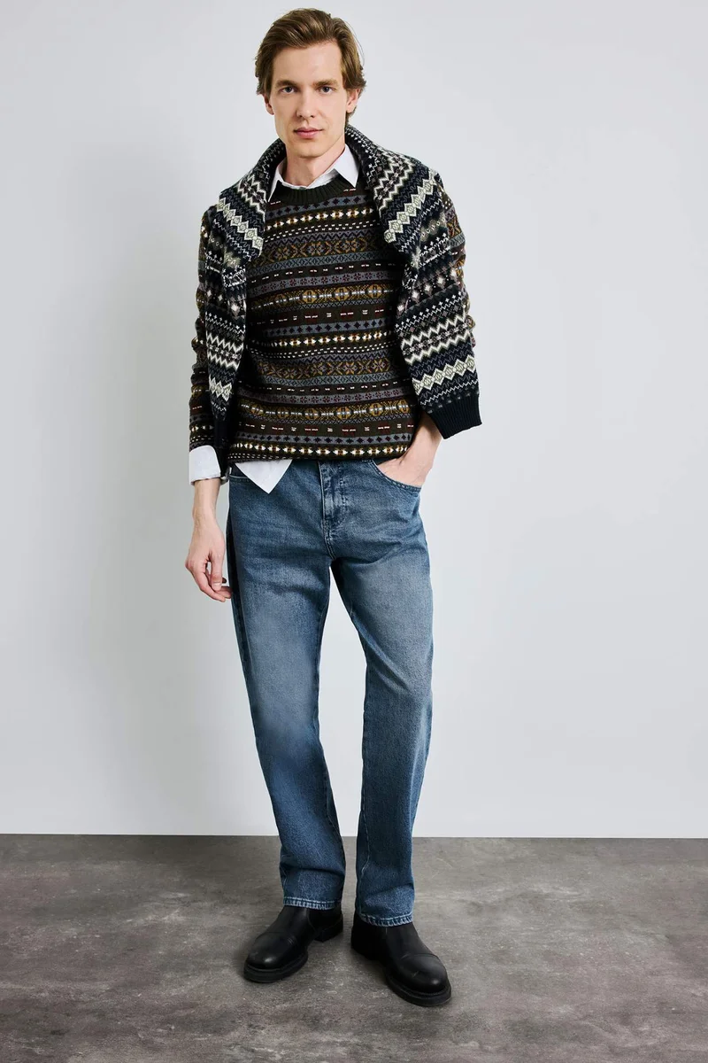 DeFacto Standard Fit Alpine Print Knitwear Pullover
