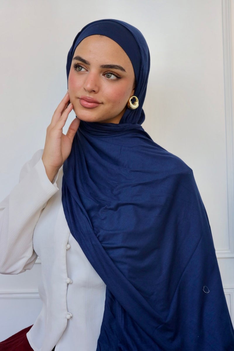 طرحة حريمي ليكرا خامة فاخرة وناعمة - أزرق جينز