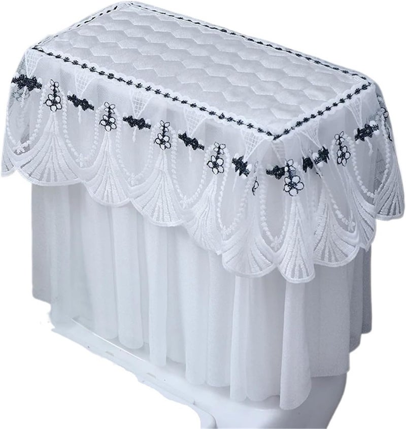 4pcs Universal Toilet Tank Cover Machine-Washable Dust-Proof Home Bathroom Lace Over Decoration(White) - Image 1