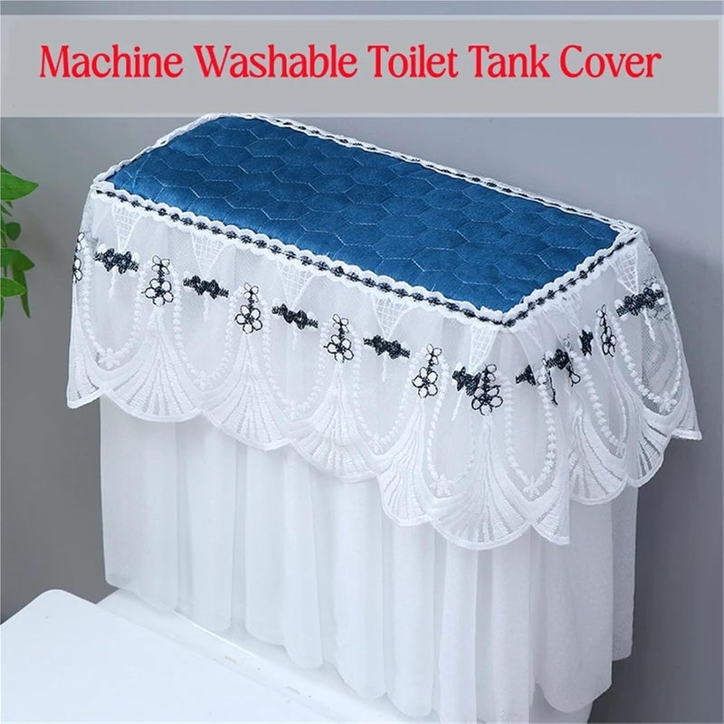 4pcs Universal Toilet Tank Cover Machine-Washable Dust-Proof Home Bathroom Lace Over Decoration(White) - Image 3