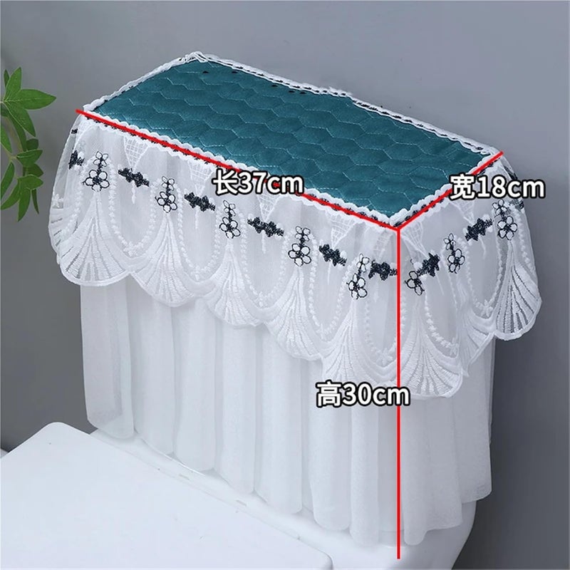 4pcs Universal Toilet Tank Cover Machine-Washable Dust-Proof Home Bathroom Lace Over Decoration(White) - Image 4