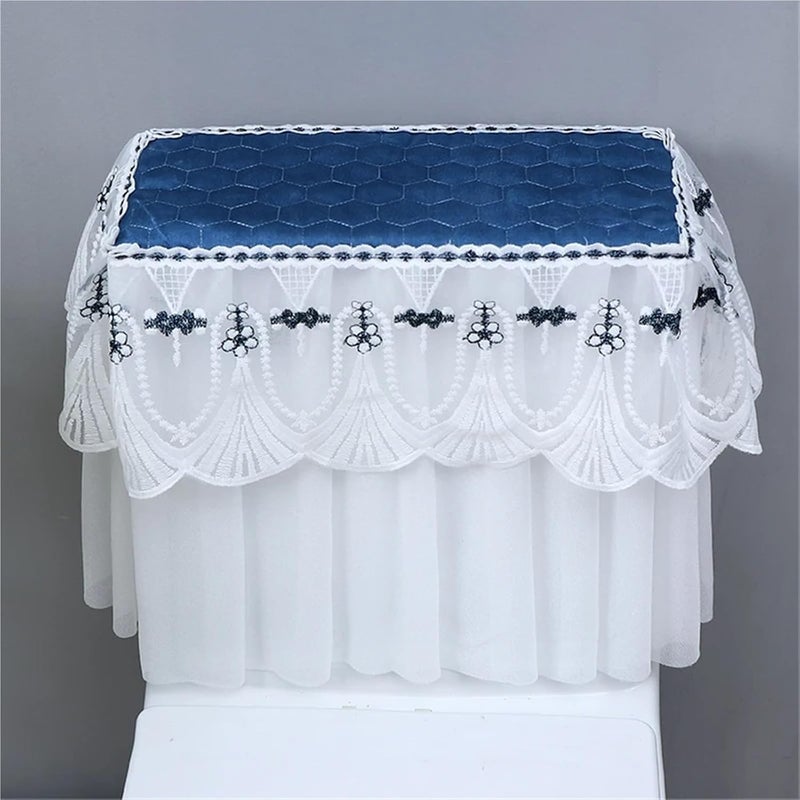 4pcs Universal Toilet Tank Cover Machine-Washable Dust-Proof Home Bathroom Lace Over Decoration(White) - Image 5