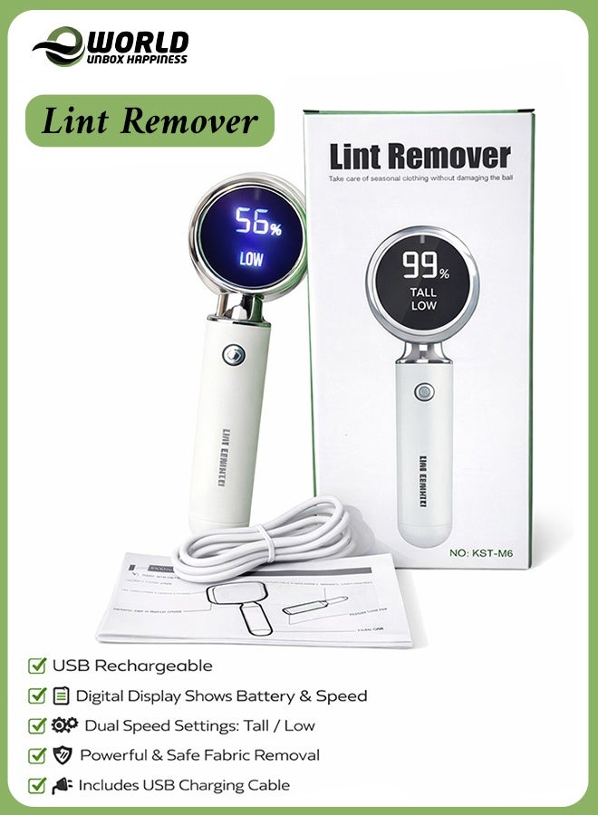 Eworld Rechargeable 2-in-1 Fabric Shaver & Lint Remover with Digital LED Display, Type-C Fast Charging, Extra Blade & Lint Roller, for Clothes, Sweaters, Abaya, Blankets, Sofa Furniture & Bedding - Assorted Colors - Image 1