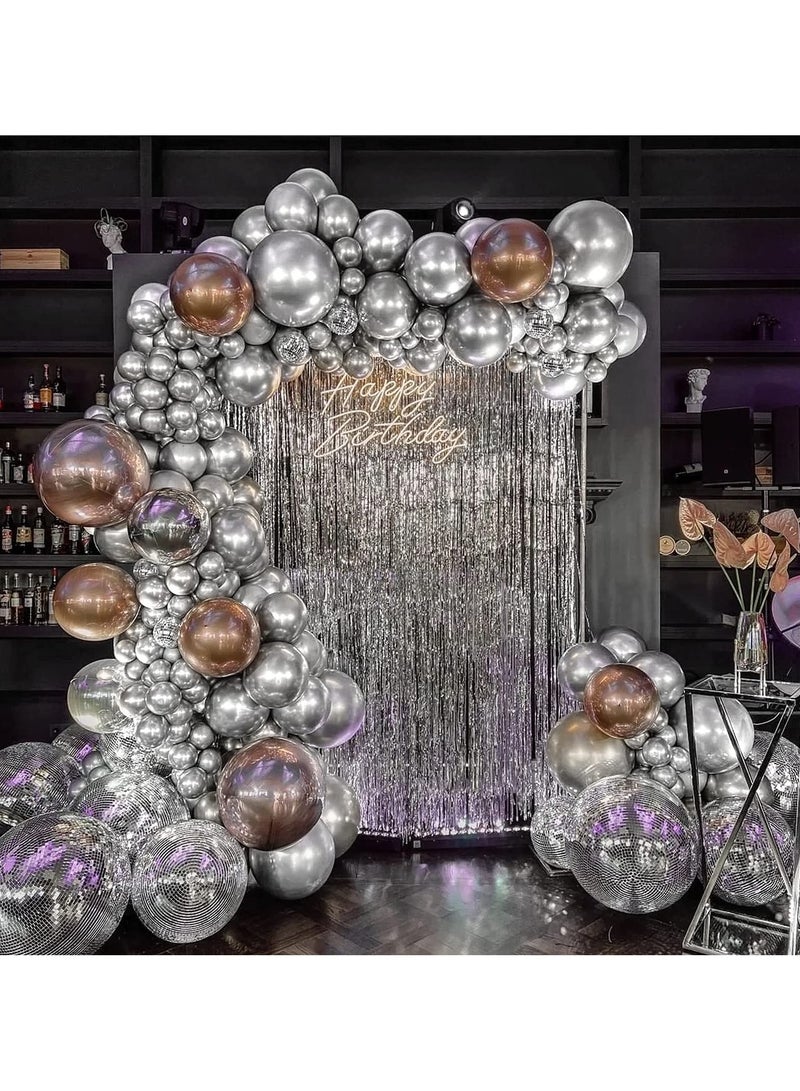 110pcs Metallic Silver Balloon Garland Arch Kit, 18 12 10 5 inch Chrome Silver Latex Balloons Different Sizes Pack for Birthday Graduation Baby Shower Disco Wedding Party Decorations - Image 4