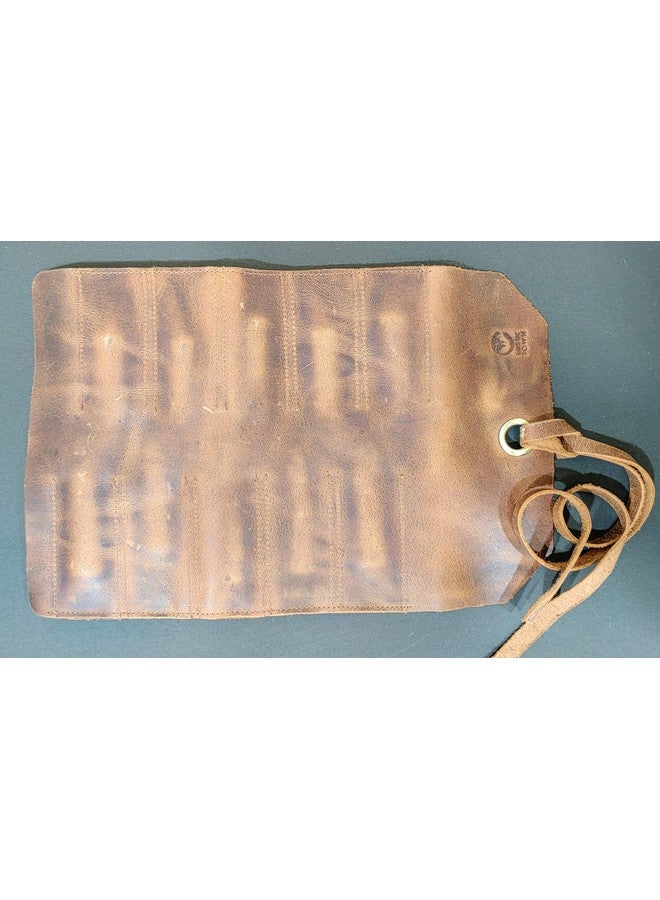 Rustic Town Rustic Town Vintage Brown Leather Tool Roll Up Pouch - Leather Tool Pouch Wrench Roll/Chisel Bag (Small(10 inch))  - Image 5