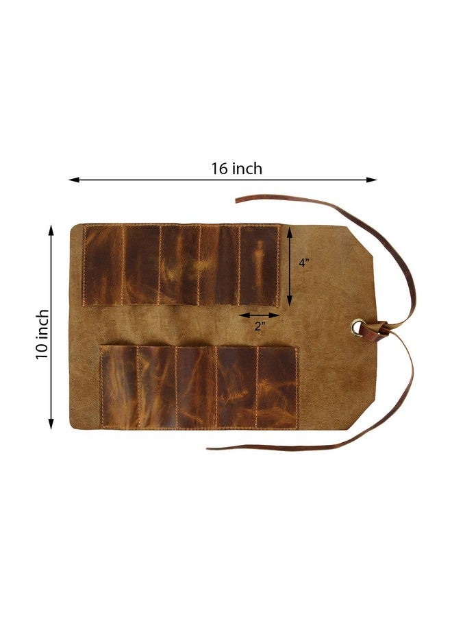 Rustic Town Rustic Town Vintage Brown Leather Tool Roll Up Pouch - Leather Tool Pouch Wrench Roll/Chisel Bag (Small(10 inch))  - Image 3