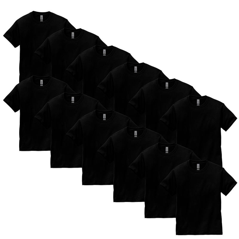 جيلدان تيشيرت قطني فائق الجودة للأطفال من جيلدان للجنسين، طراز G2000B، عبوة متعددة، أسود (عبوة من 12 قطعة) - Image 1