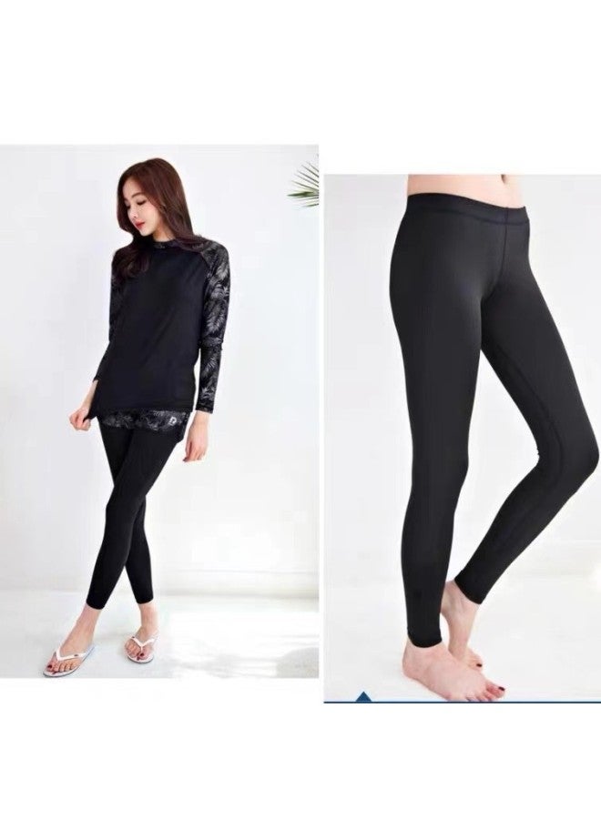 Loquat Couple's Diving Suit Swimsuit Long Sleeve Trousers Conservative Sun Protection Surfing Snorkeling Beach Competitive Swimsuit-Color:2373# Women's Top Shorts Trousers- - Image 1